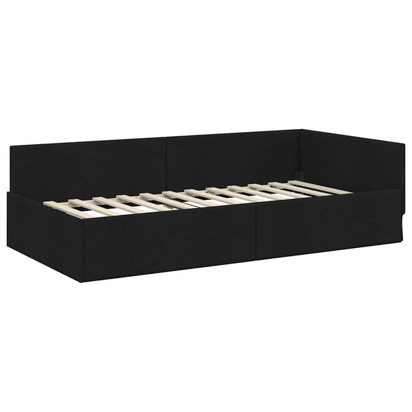 Eckbett mit Matratze Schwarz Stoff