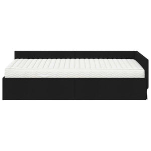 Eckbett mit Matratze Schwarz Stoff