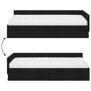 Eckbett mit Matratze Schwarz Stoff