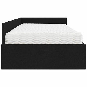 Eckbett mit Matratze Schwarz Stoff