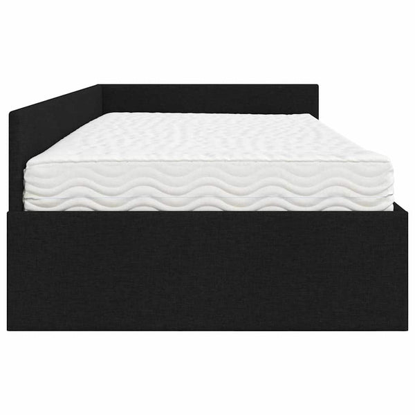 Eckbett mit Matratze Schwarz Stoff