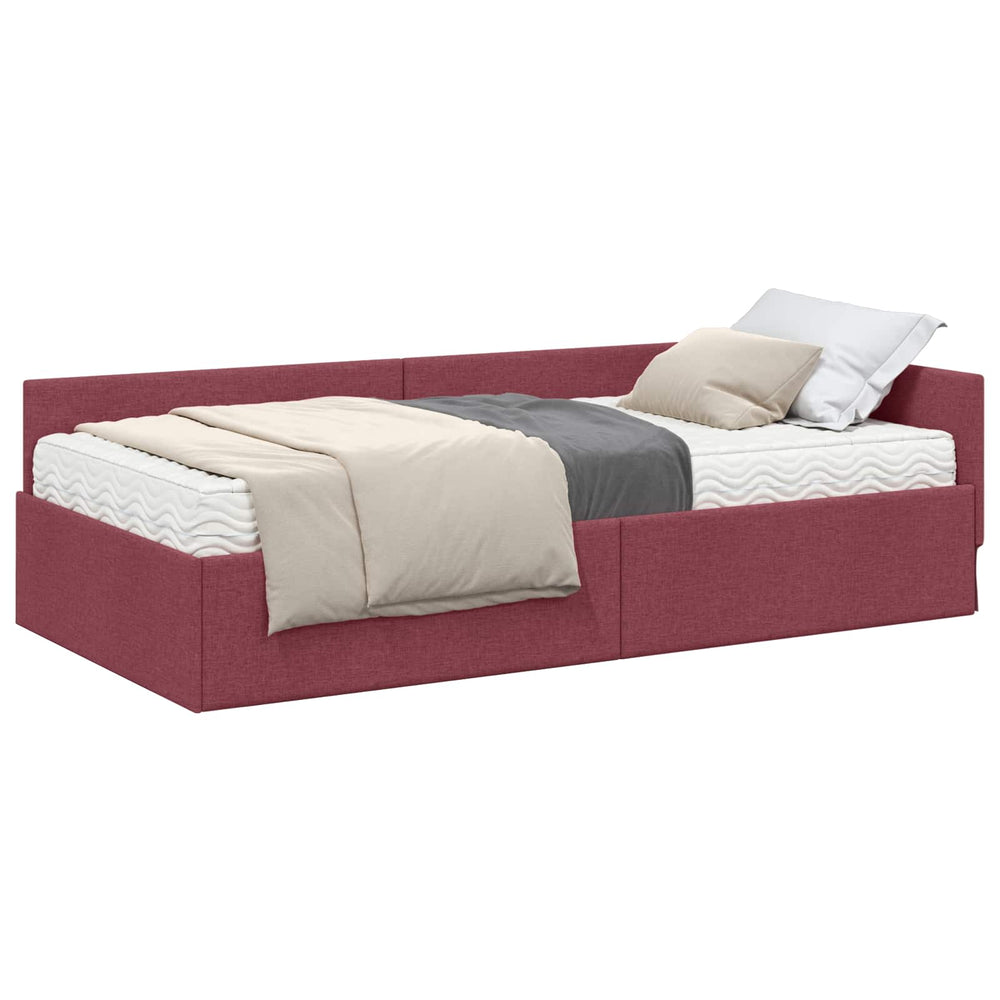 Eckbett mit Matratze Rot Stoff