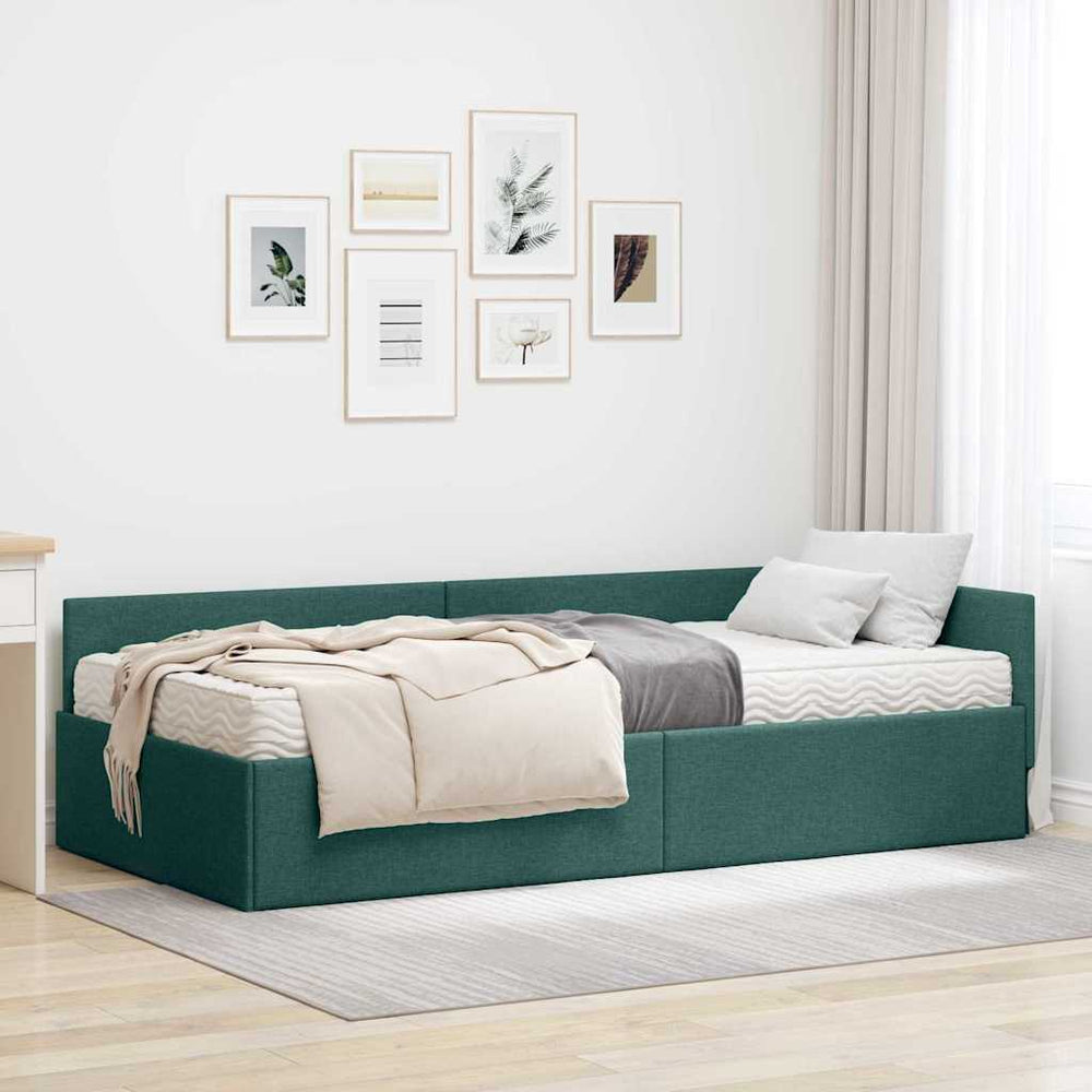 Grünes Eckbett mit Matratze