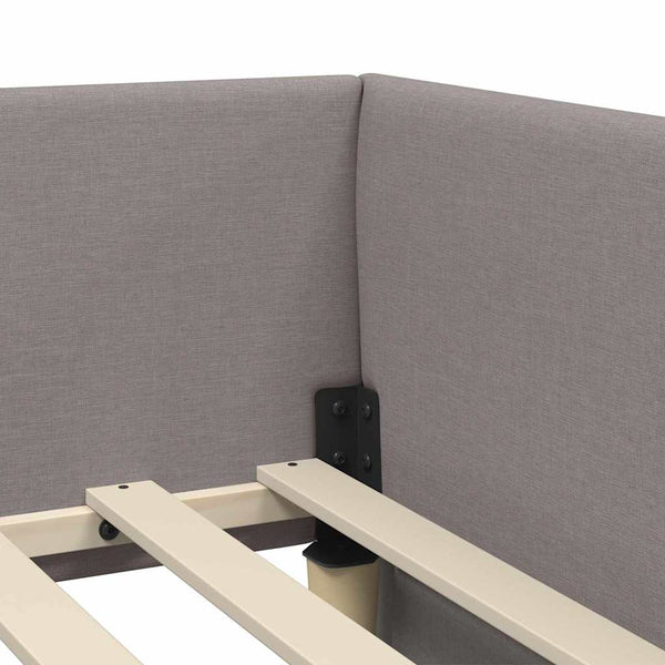 Eckbett mit Matratze Taupe Stoff