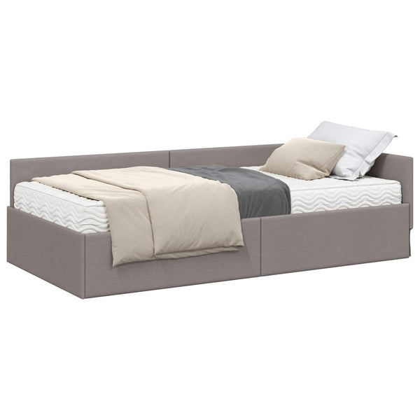 Eckbett mit Matratze Taupe Stoff