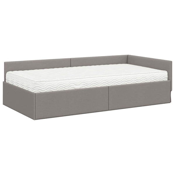 Eckbett mit Matratze Taupe Stoff