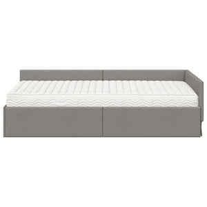 Eckbett mit Matratze Taupe Stoff