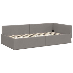 Eckbett mit Matratze Taupe Stoff