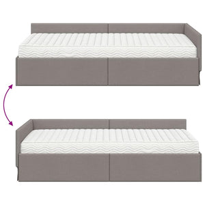 Eckbett mit Matratze Taupe Stoff