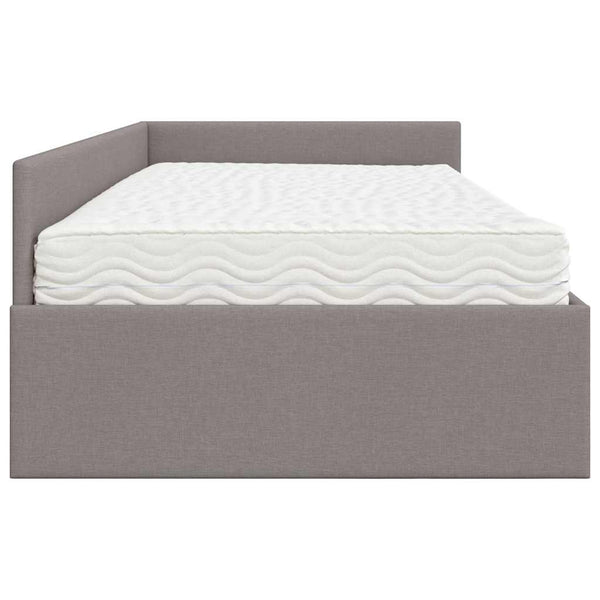 Eckbett mit Matratze Taupe Stoff
