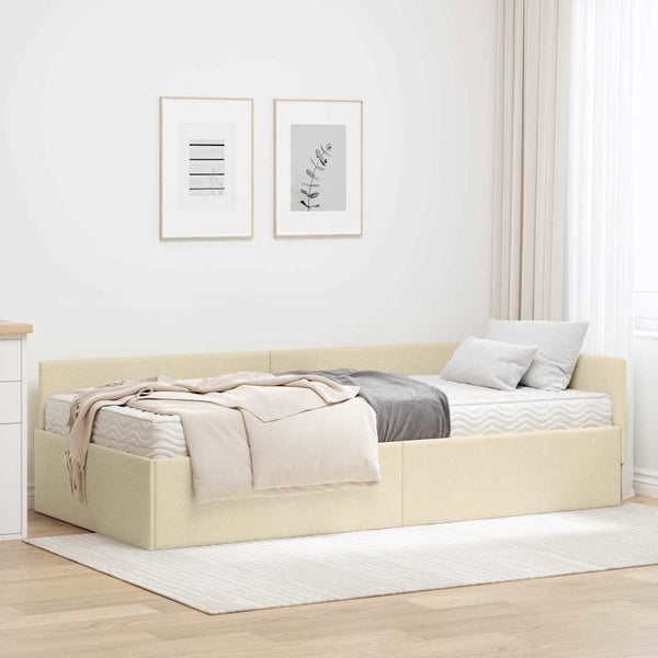 Eckbett mit Matratze Creme Stoff