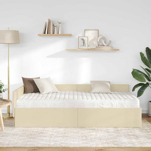 Eckbett mit Matratze Creme Stoff