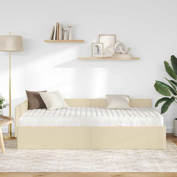 Eckbett mit Matratze Creme Stoff