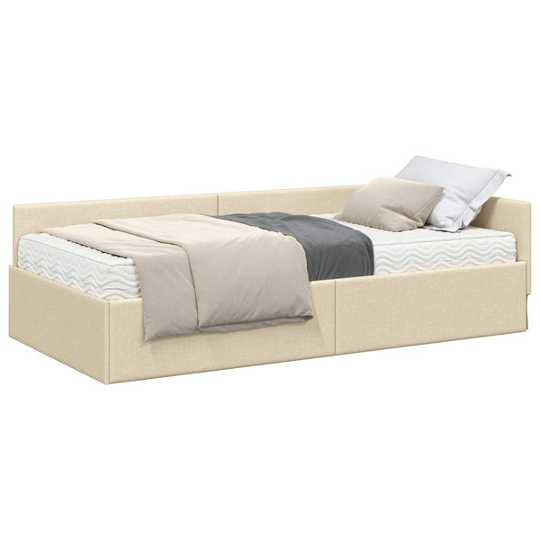 Eckbett mit Matratze Creme Stoff