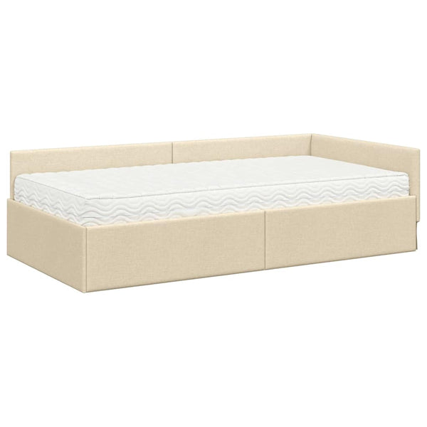 Eckbett mit Matratze Creme Stoff