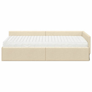 Eckbett mit Matratze Creme Stoff