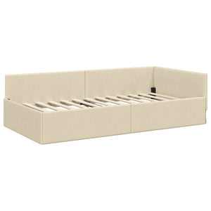 Eckbett mit Matratze Creme Stoff