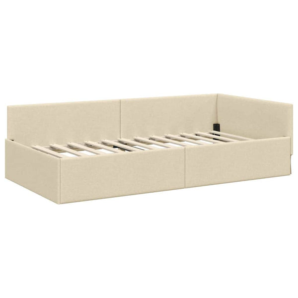 Eckbett mit Matratze Creme Stoff