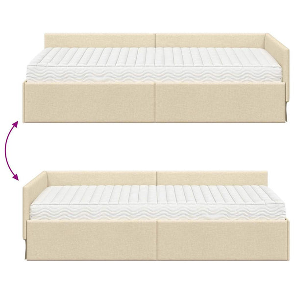 Eckbett mit Matratze Creme Stoff
