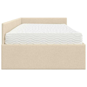 Eckbett mit Matratze Creme Stoff