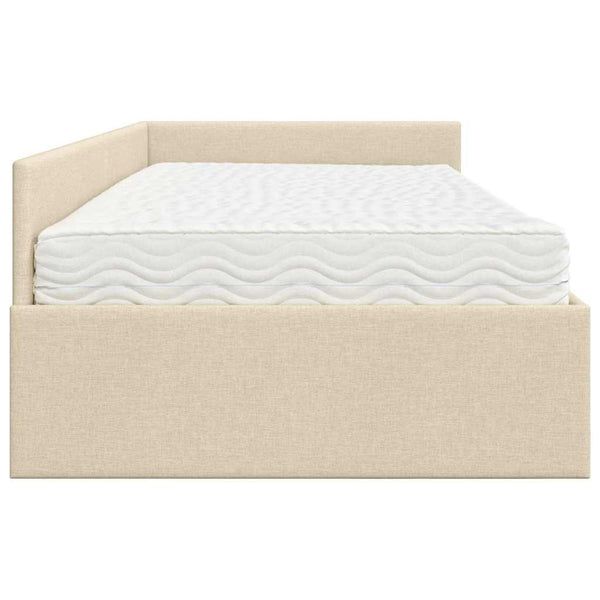Eckbett mit Matratze Creme Stoff