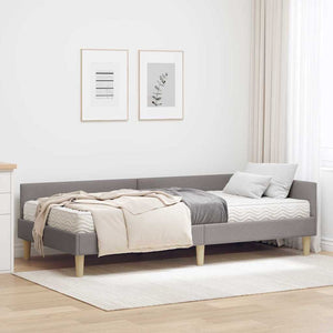 Eckbett mit Matratze Taupe Stoff