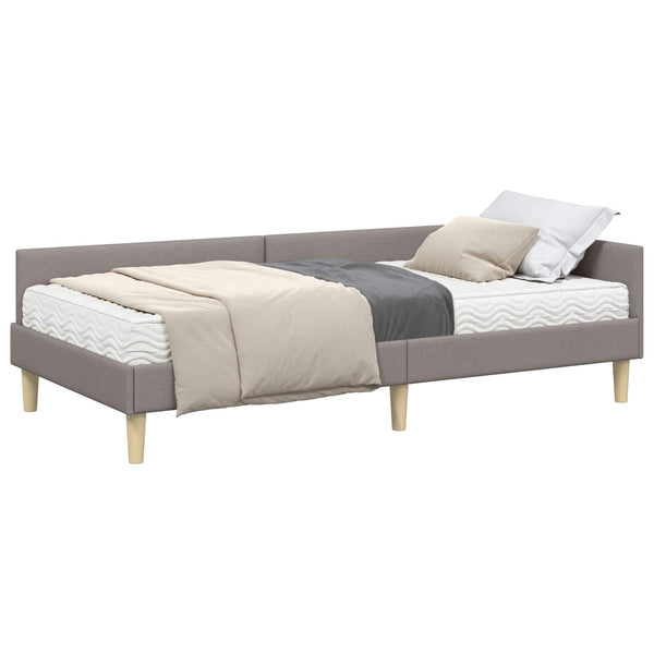 Eckbett mit Matratze Taupe Stoff
