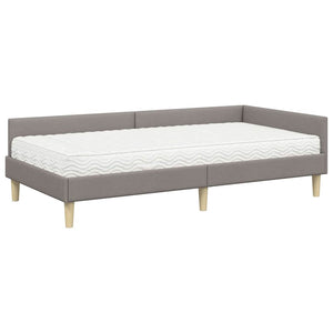 Eckbett mit Matratze Taupe Stoff