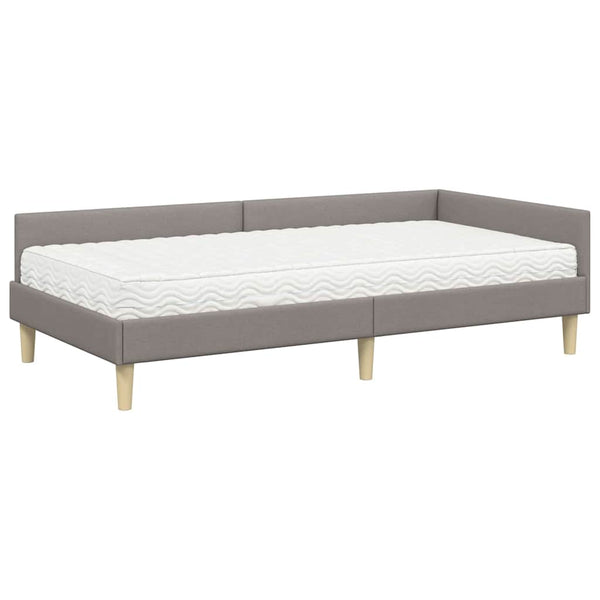 Eckbett mit Matratze Taupe Stoff