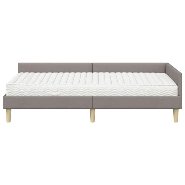 Eckbett mit Matratze Taupe Stoff