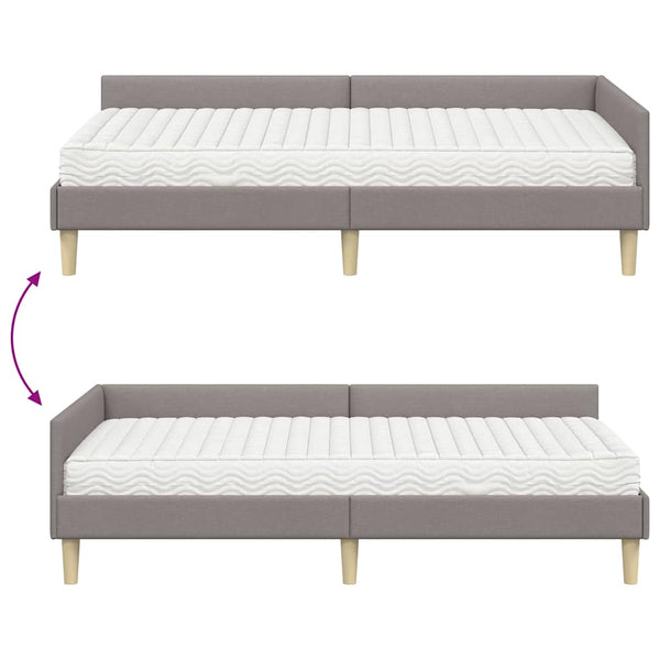 Eckbett mit Matratze Taupe Stoff