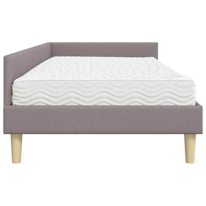 Eckbett mit Matratze Taupe Stoff