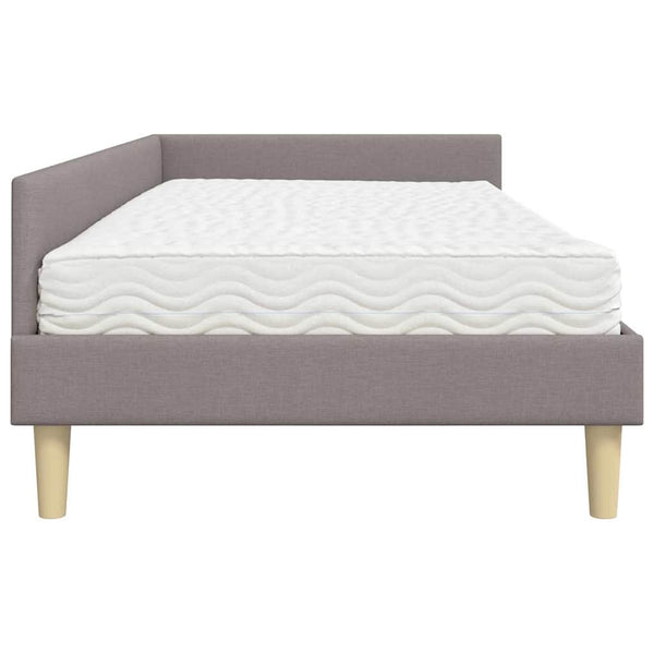 Eckbett mit Matratze Taupe Stoff