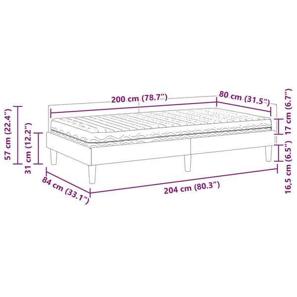 Eckbett mit Matratze Taupe Stoff