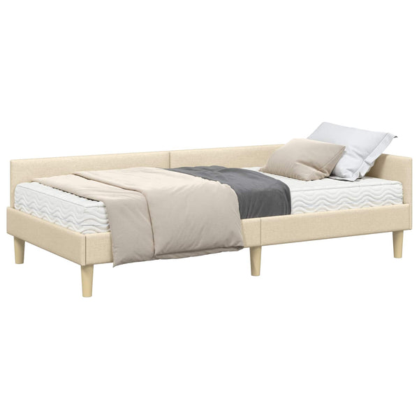 Eckbettgestell mit Matratze Creme Stoff