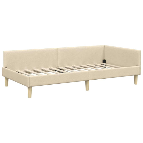 Eckbettgestell mit Matratze Creme Stoff
