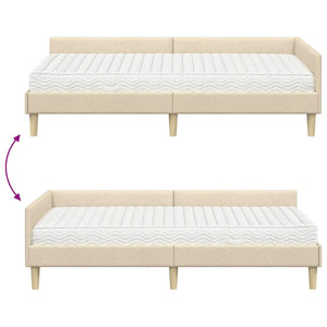 Eckbettgestell mit Matratze Creme Stoff
