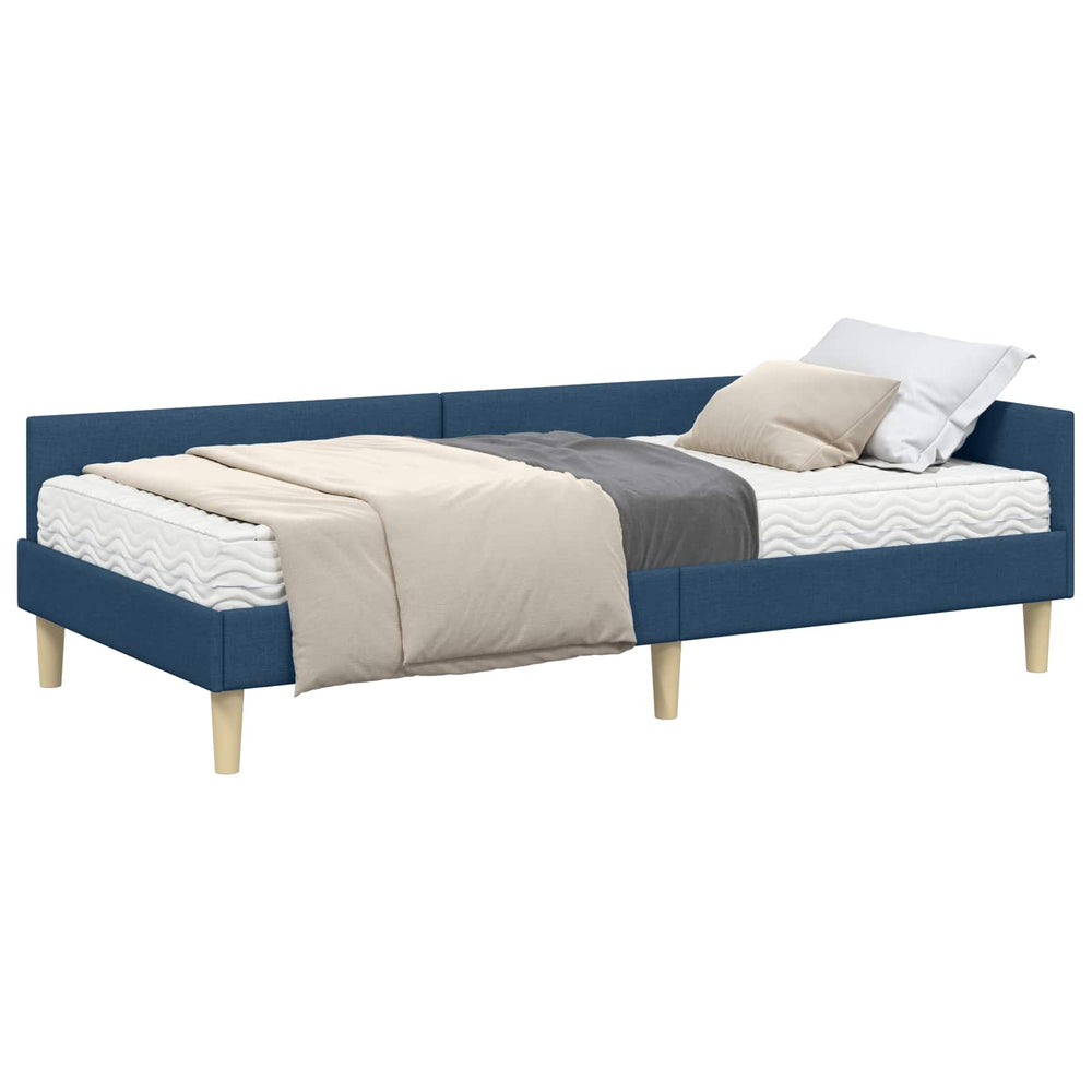 Eckbett mit Matratze Blau Stoff