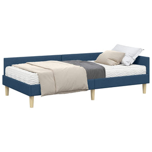 Eckbett mit Matratze Blau Stoff