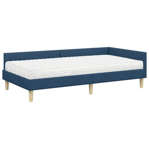 Eckbett mit Matratze Blau Stoff