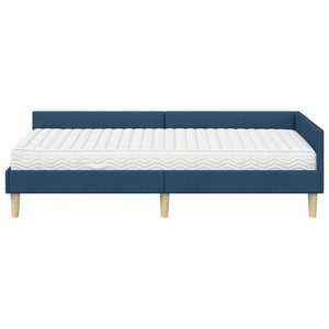 Eckbett mit Matratze Blau Stoff