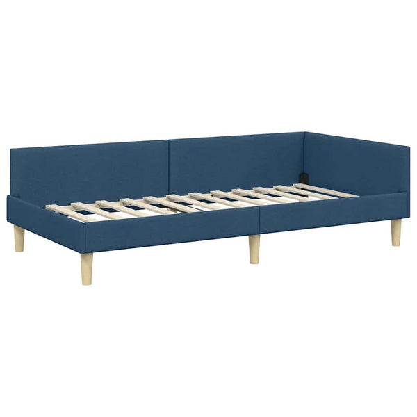 Eckbett mit Matratze Blau Stoff