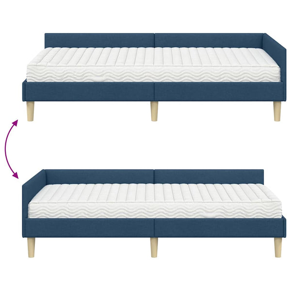 Eckbett mit Matratze Blau Stoff