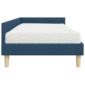Eckbett mit Matratze Blau Stoff