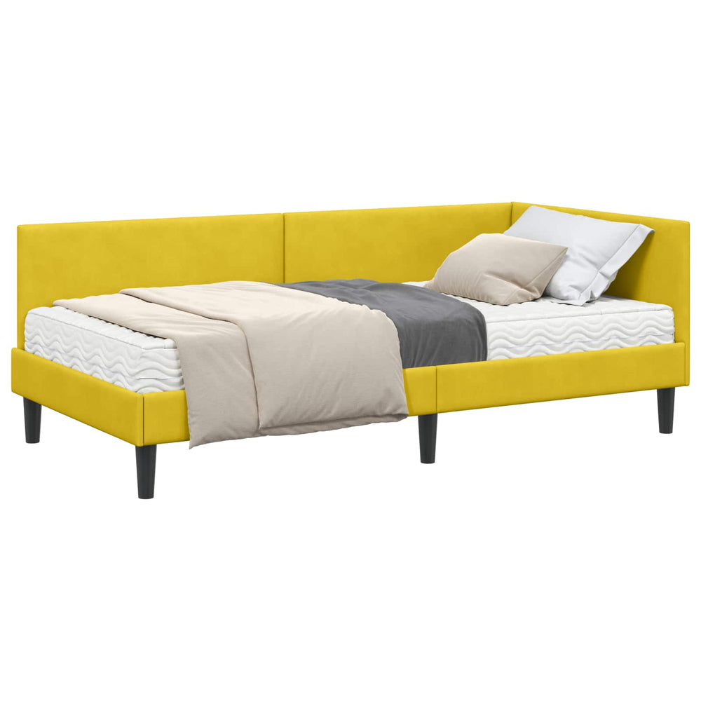Gelbes Eckbett mit Matratze Samt