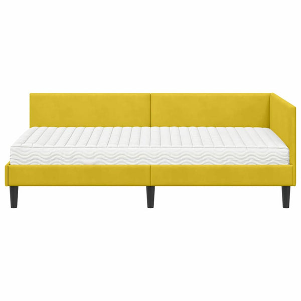 Gelbes Eckbett mit Matratze Samt