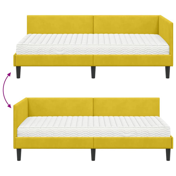 Gelbes Eckbett mit Matratze Samt