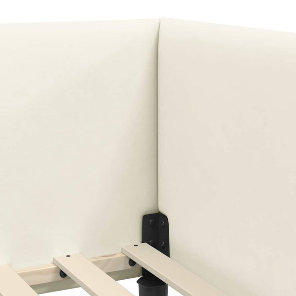 Eckbettgestell mit Matratze Creme Samt
