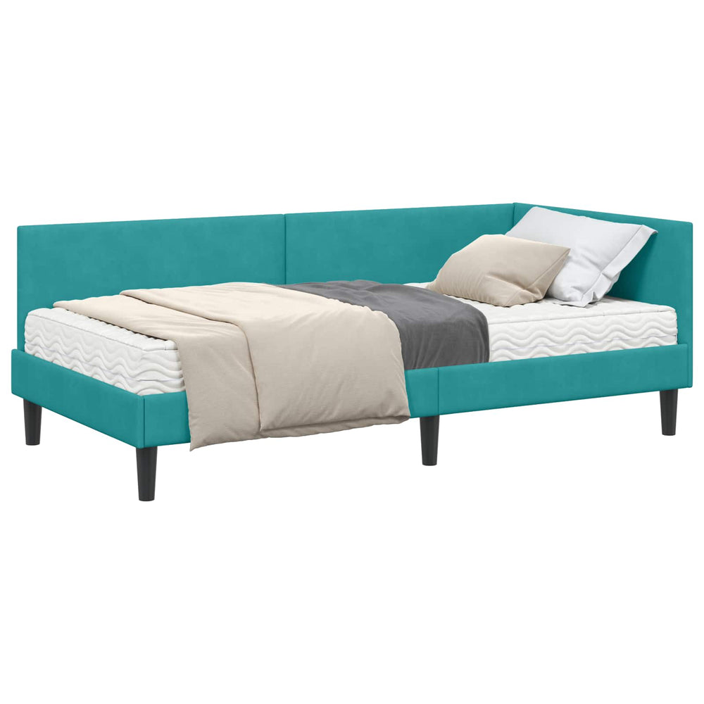 Türkis Samt Eckbett mit Matratze
