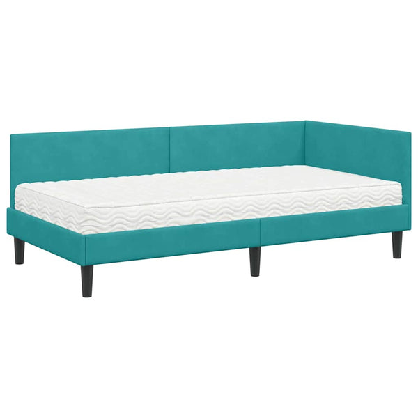 Türkis Samt Eckbett mit Matratze